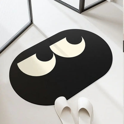 Cartoon Expression Diatomaceous Mud Bathroom Absorbent Quick Drying Foot Mat, Household Wear-resistant Bathroom Anti Slip Mat