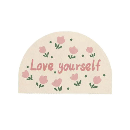 Cartoon Bathroom Foot Mat Imitation Cashmere Bathroom Floor Mat Thickened Half Round Bathroom Anti Slip Mat Cute Plush Door Mat