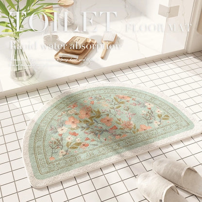 Fresh American floral absorbent floor mat, bathroom door, bathroom mat, non-slip mat, bathroom door floor mat