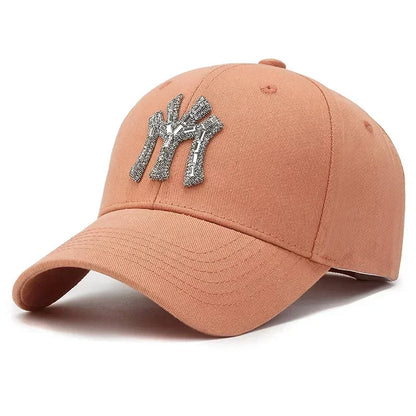Classic Cotton Baseball Cap Women Men Diamond Letter Snapback