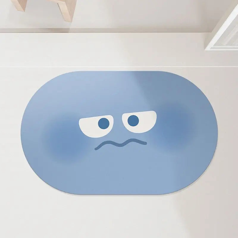 Cartoon Expression Diatomaceous Mud Bathroom Absorbent Quick Drying Foot Mat, Household Wear-resistant Bathroom Anti Slip Mat
