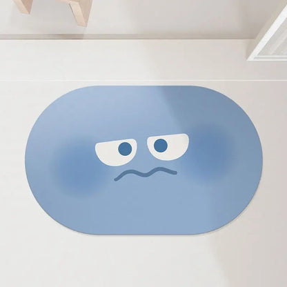 Cartoon Expression Diatomaceous Mud Bathroom Absorbent Quick Drying Foot Mat, Household Wear-resistant Bathroom Anti Slip Mat