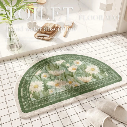 Fresh American floral absorbent floor mat, bathroom door, bathroom mat, non-slip mat, bathroom door floor mat