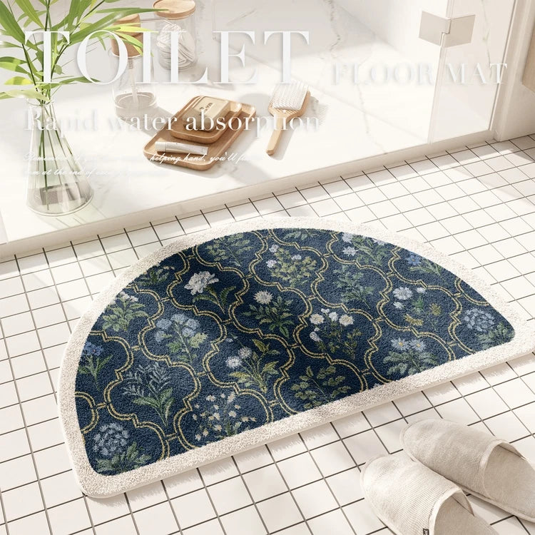 Fresh American floral absorbent floor mat, bathroom door, bathroom mat, non-slip mat, bathroom door floor mat