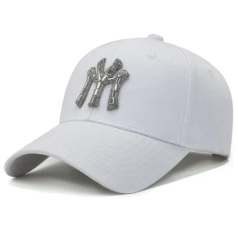 Classic Cotton Baseball Cap Women Men Diamond Letter Snapback