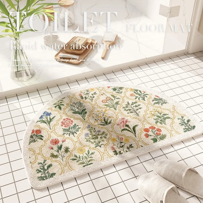 Fresh American floral absorbent floor mat, bathroom door, bathroom mat, non-slip mat, bathroom door floor mat