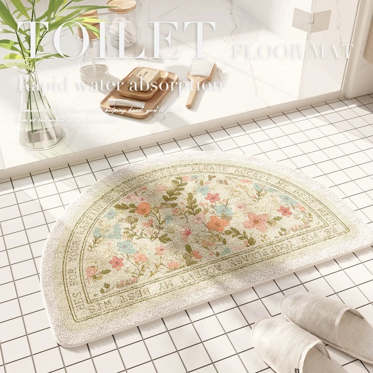 Fresh American floral absorbent floor mat, bathroom door, bathroom mat, non-slip mat, bathroom door floor mat